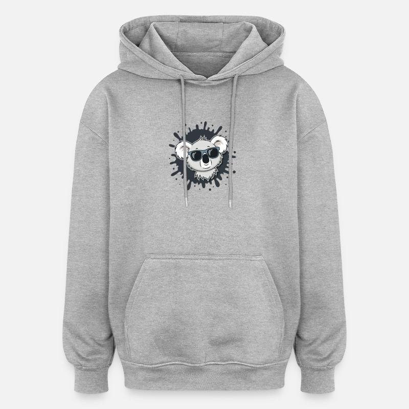 Koala Cool Splash Gläser - Oversized Unisex Hoodie - Grau meliert