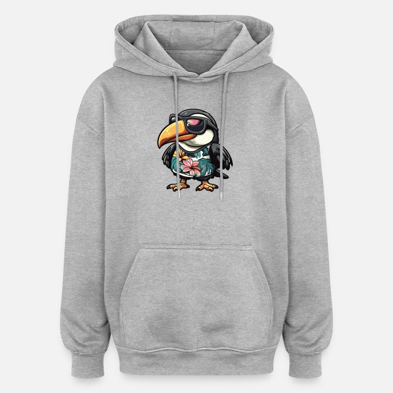 Tukan Vogel Comic Urlaub - Oversized Unisex Hoodie - Grau meliert