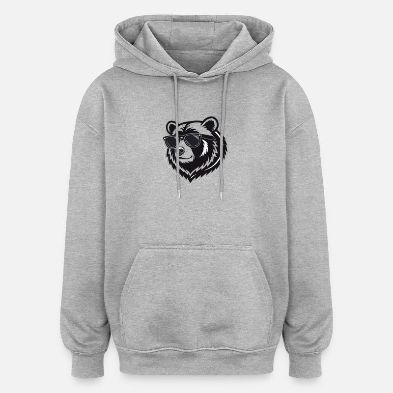 Ours Noir Lunettes Soleil - Sweat à capuche oversize unisexe - gris chiné
