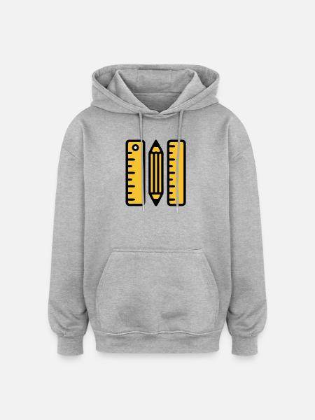 Règles-stylo dessinant l’architecture - Sweat à capuche oversize unisexe - gris chiné