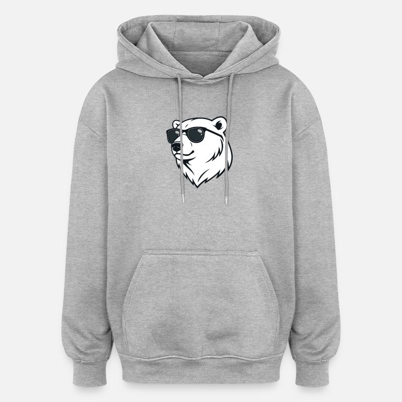 Ours polaire lunettes noires - Sweat à capuche oversize unisexe - gris chiné