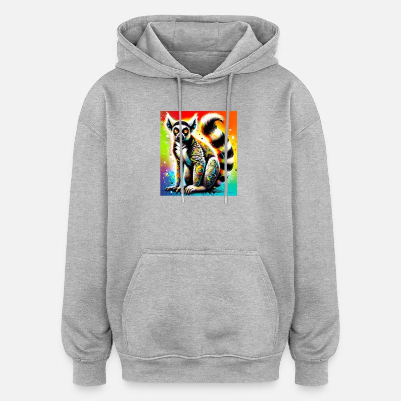 Lémurien - Sweat à capuche oversize unisexe - gris chiné