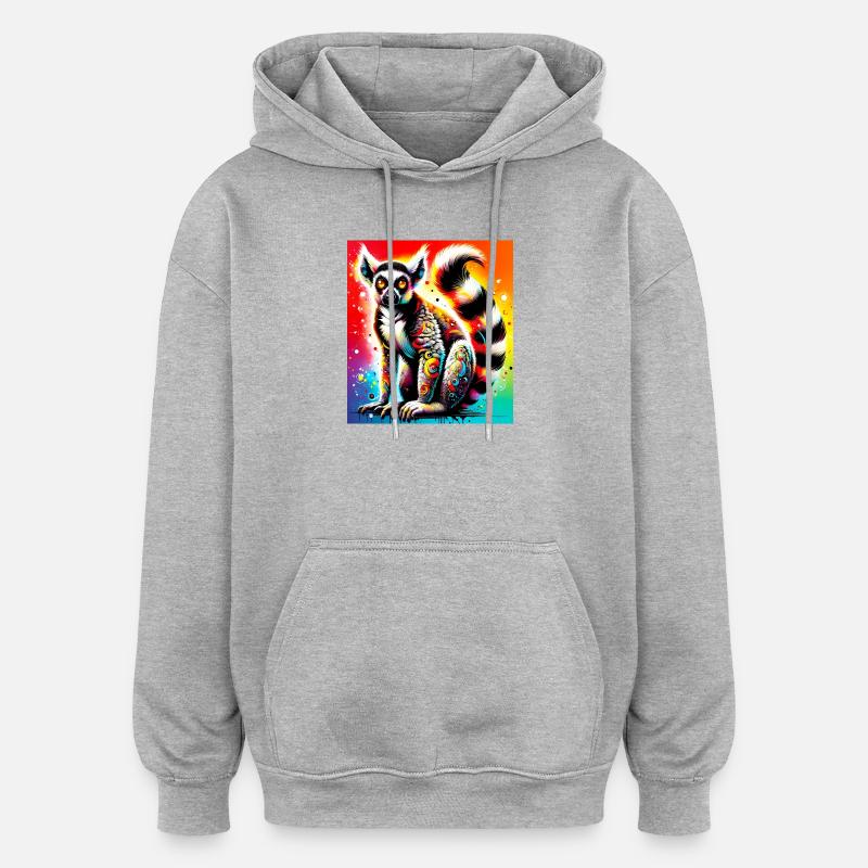 Lémurien - Sweat à capuche oversize unisexe - gris chiné