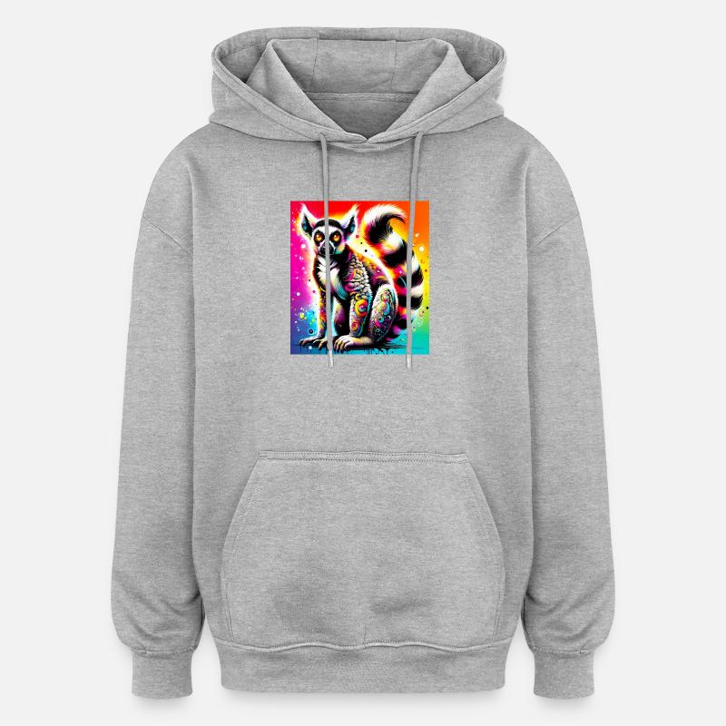 Lémurien - Sweat à capuche oversize unisexe - gris chiné