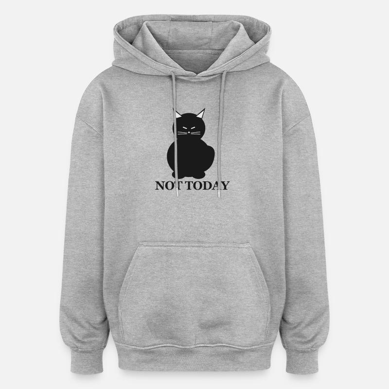 Silhouette de chat pas aujourd’hui - Sweat à capuche oversize unisexe - gris chiné