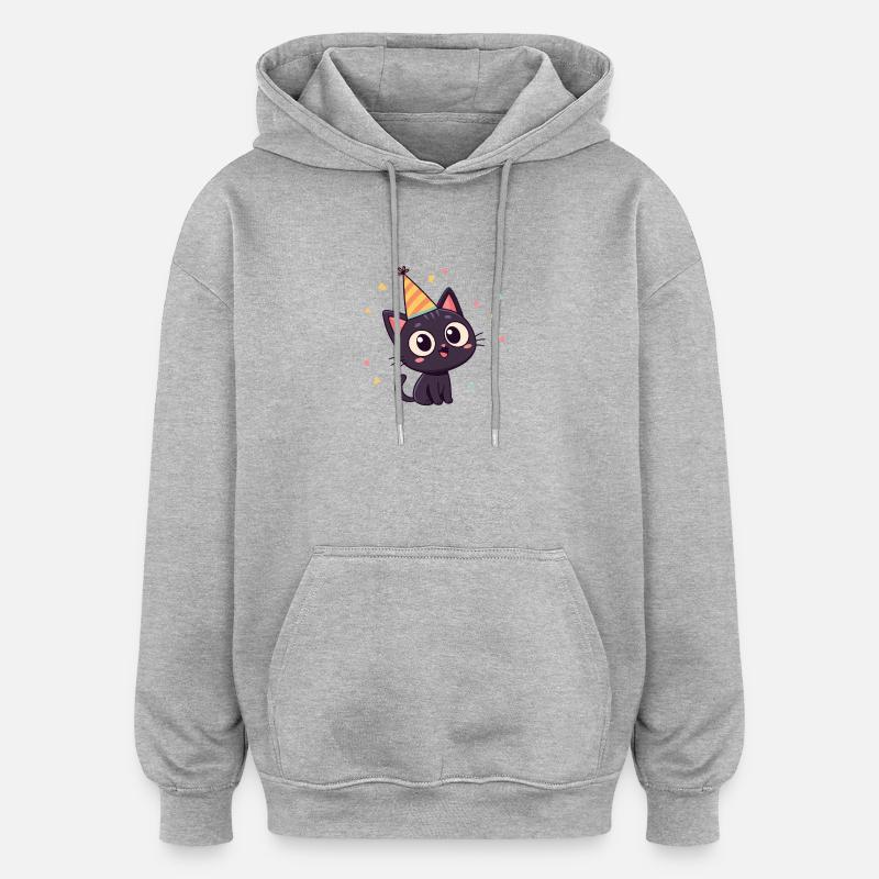 Schwarzer Katzen-Partyhut - Oversized Unisex Hoodie - Grau meliert