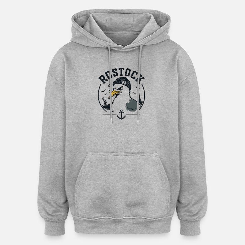 Rostock Möwe mit Pfeife - Oversized Unisex Hoodie - Grau meliert