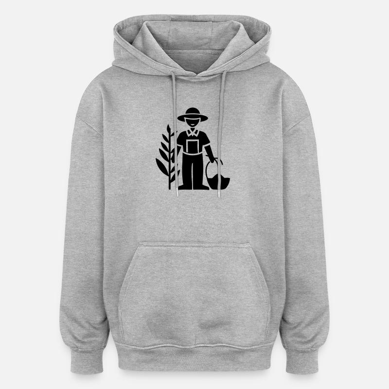 Fermier Bauer - Sweat à capuche oversize unisexe - gris chiné