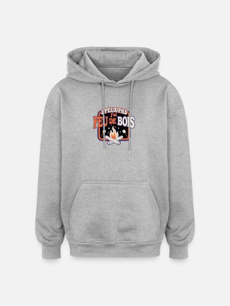 Jpeux pas j'ai feu de bois - Sweat à capuche oversize unisexe - gris chiné