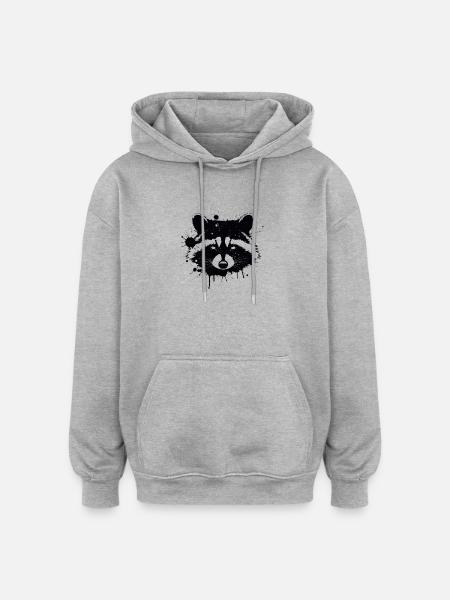 Waschbär Splash Black - Oversized Unisex Hoodie - Grau meliert