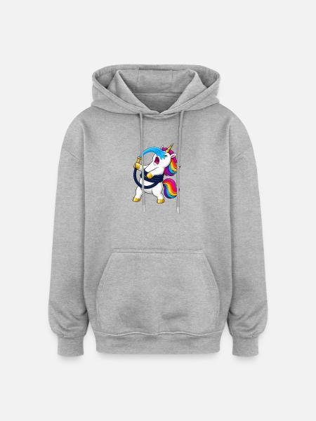 Einhorn-Gartenschlauch-Angriff - Oversized Unisex Hoodie - Grau meliert