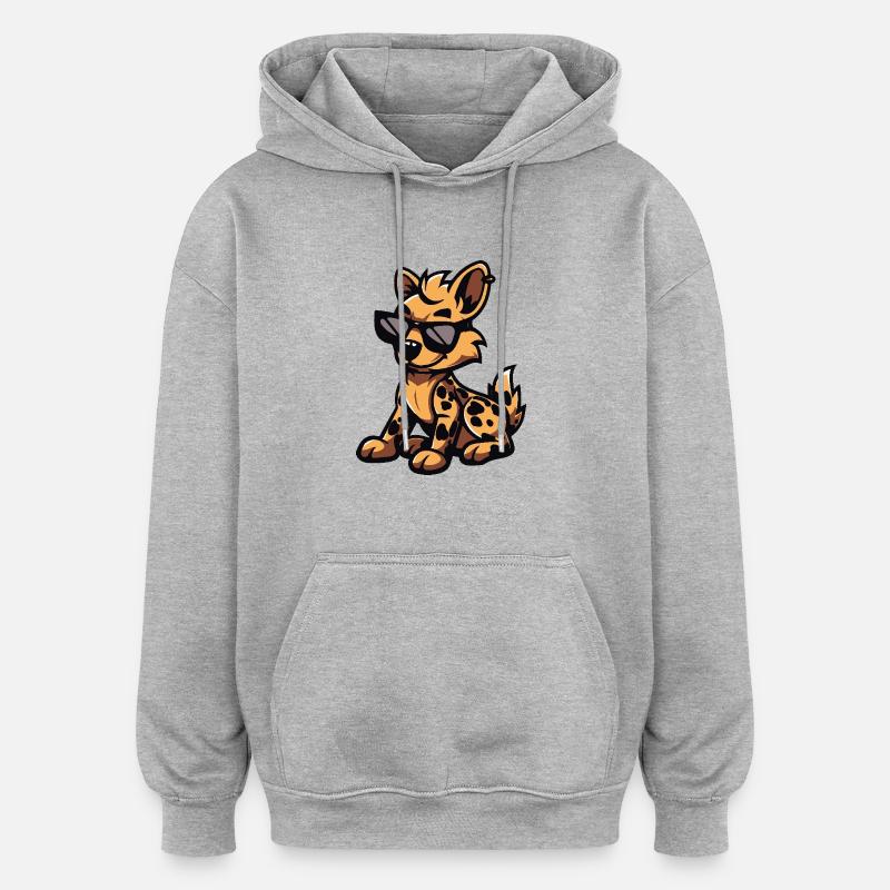Hyäne Cool Comic - Oversized Unisex Hoodie - Grau meliert