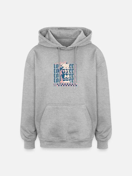 Statue en techniques mixtes - Sweat à capuche oversize unisexe - gris chiné