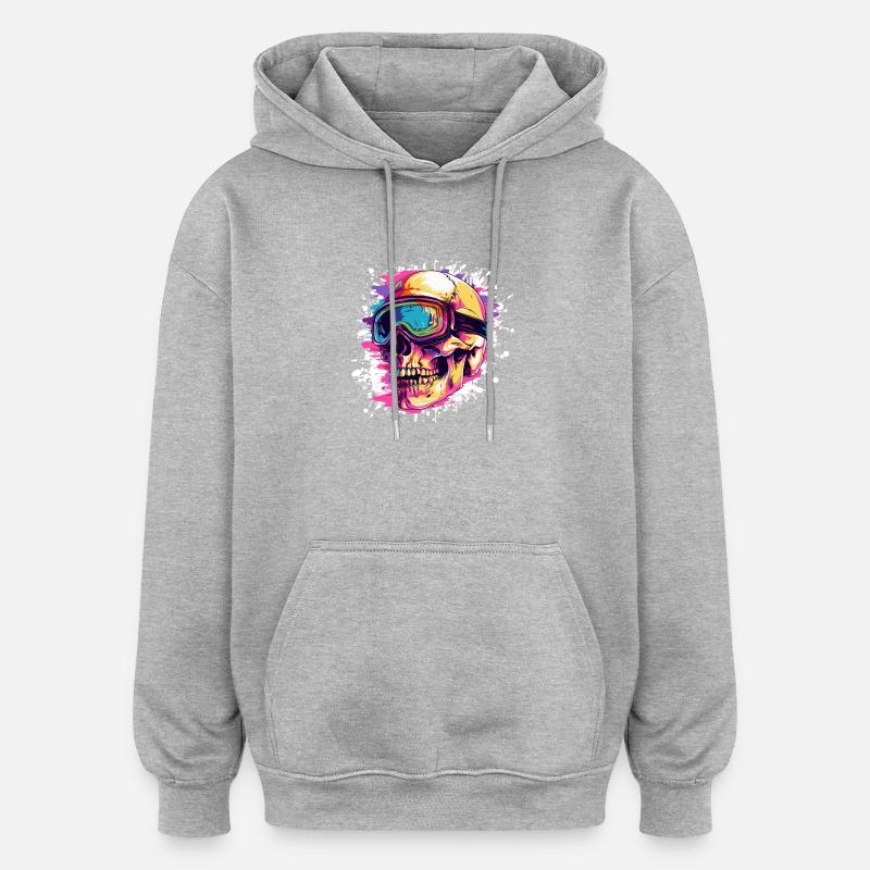 Ski Skull Ski Goggles - Oversized Unisex Hoodie - heather grey