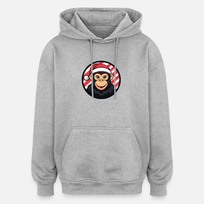 Singe Noël Noël - Sweat à capuche oversize unisexe - gris chiné