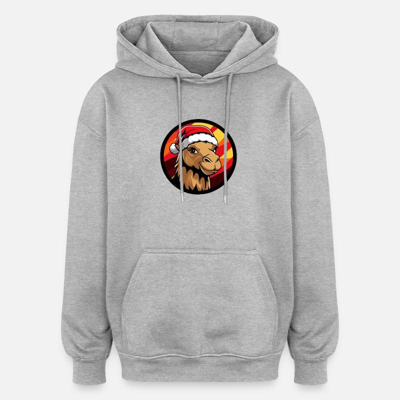 Noël à dos de chameau - Sweat à capuche oversize unisexe - gris chiné