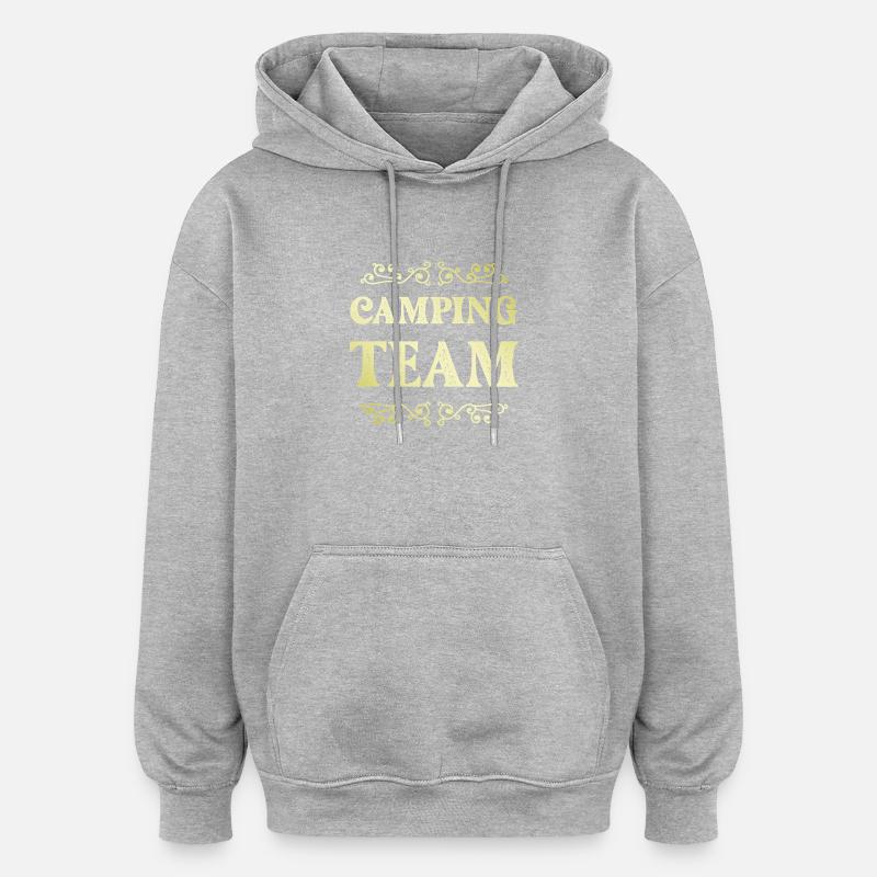 L’équipe du camping - Sweat à capuche oversize unisexe - gris chiné