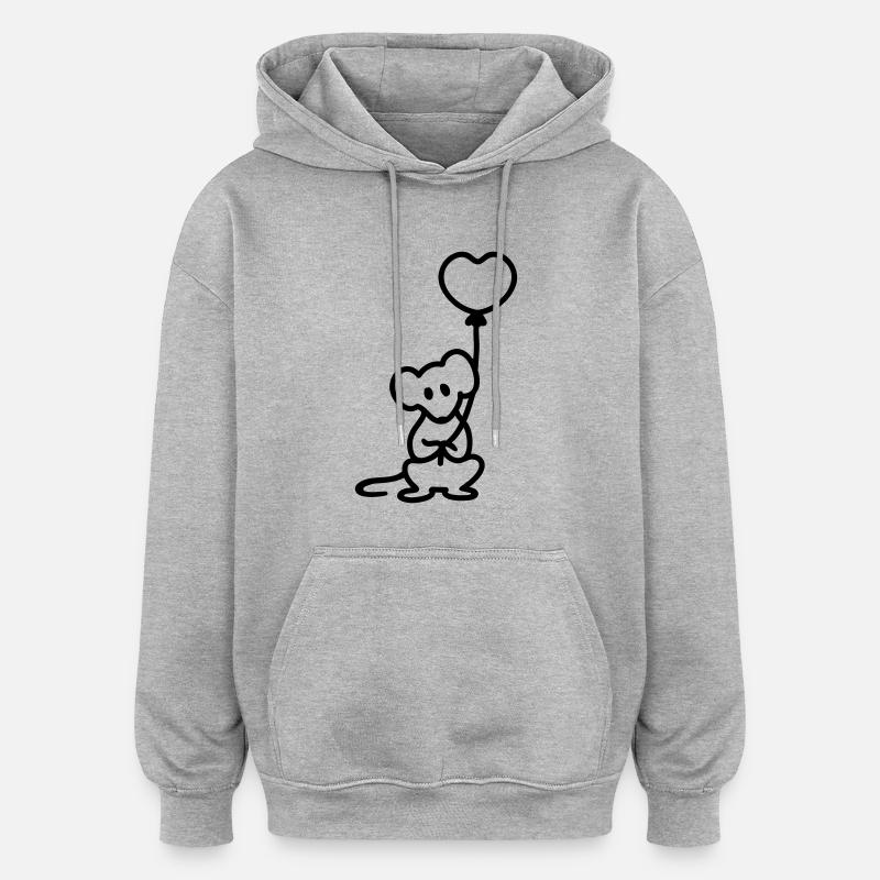 Souris + ballon - Line - Sweat à capuche oversize unisexe - gris chiné