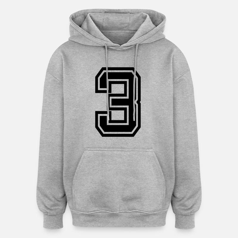 3 - Oversized Unisex Hoodie - Grau meliert