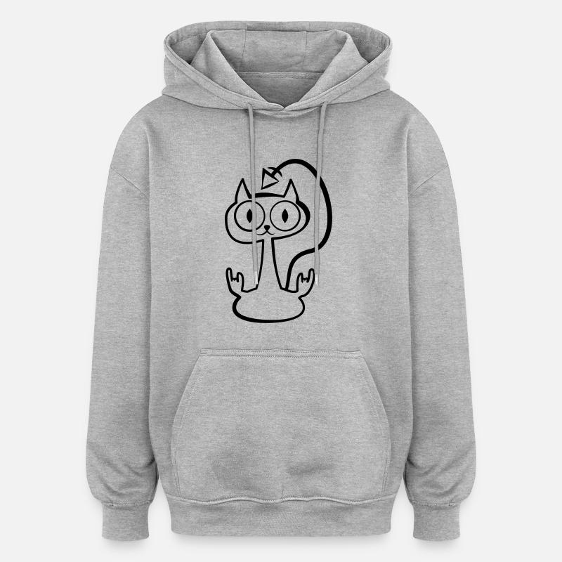 Heay metal cat - Sweat à capuche oversize unisexe - gris chiné