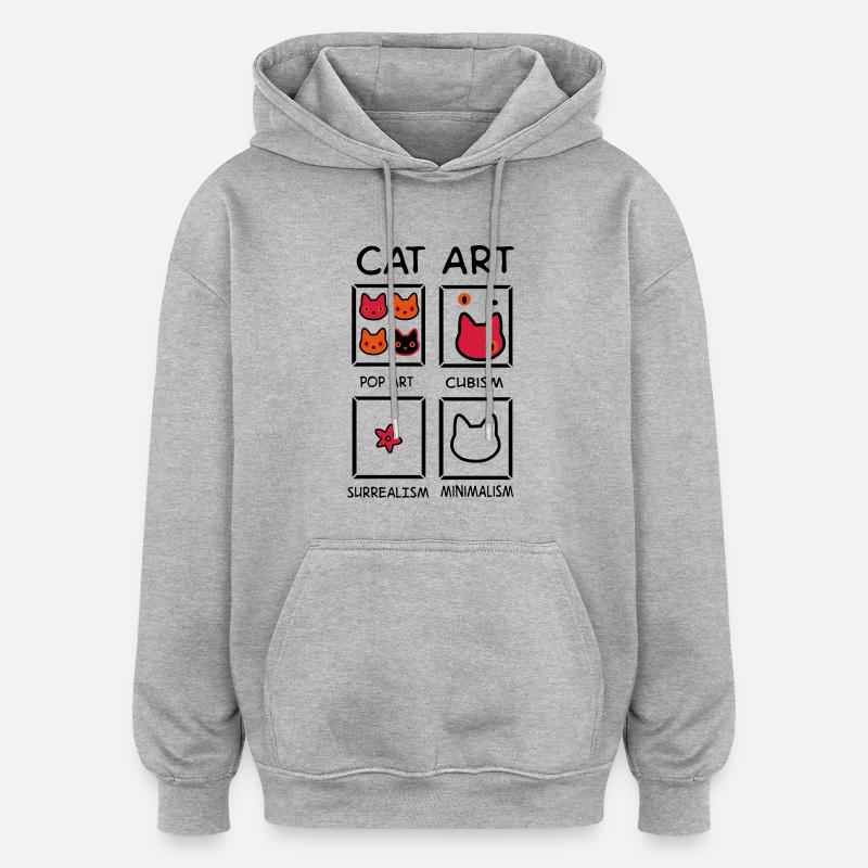 2541614 130217217 art du chat - Sweat à capuche oversize unisexe - gris chiné