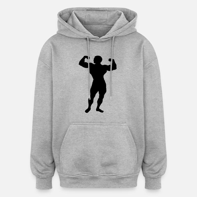 silhouette Bodybuilder - Sweat à capuche oversize unisexe - gris chiné
