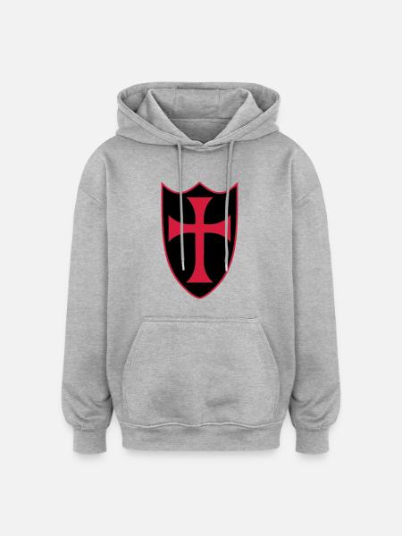 templar cross - Oversized Unisex Hoodie - Grau meliert
