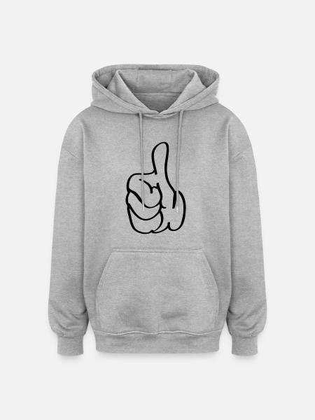 daumen_hoch_1 - Sweat à capuche oversize unisexe - gris chiné