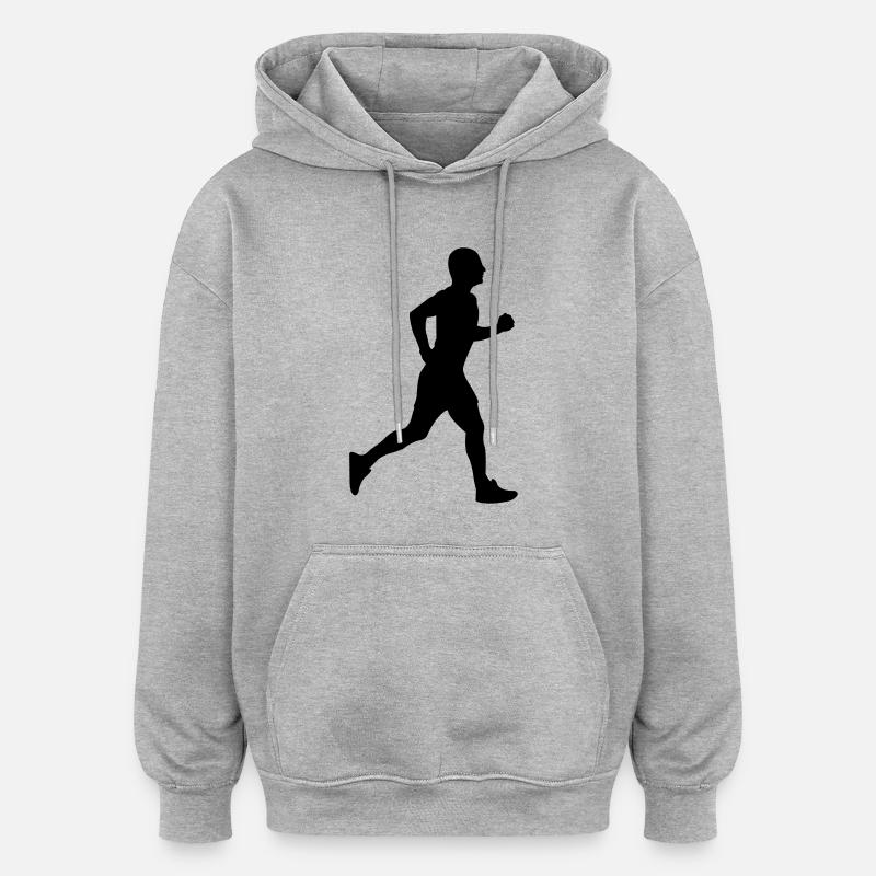 laeufer - Sweat à capuche oversize unisexe - gris chiné