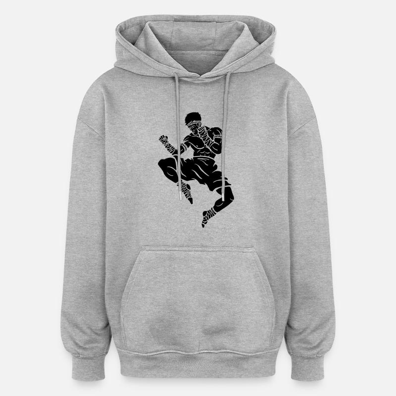 Flying Knee (a) - Sweat à capuche oversize unisexe - gris chiné