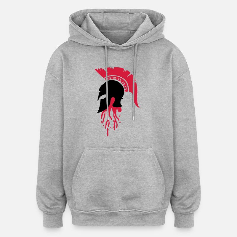 sparta_helm_blood - Sweat à capuche oversize unisexe - gris chiné