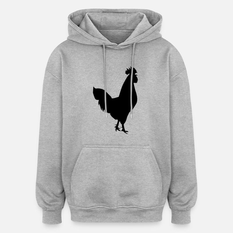 hahn silhouette design - Oversized Unisex Hoodie - Grau meliert
