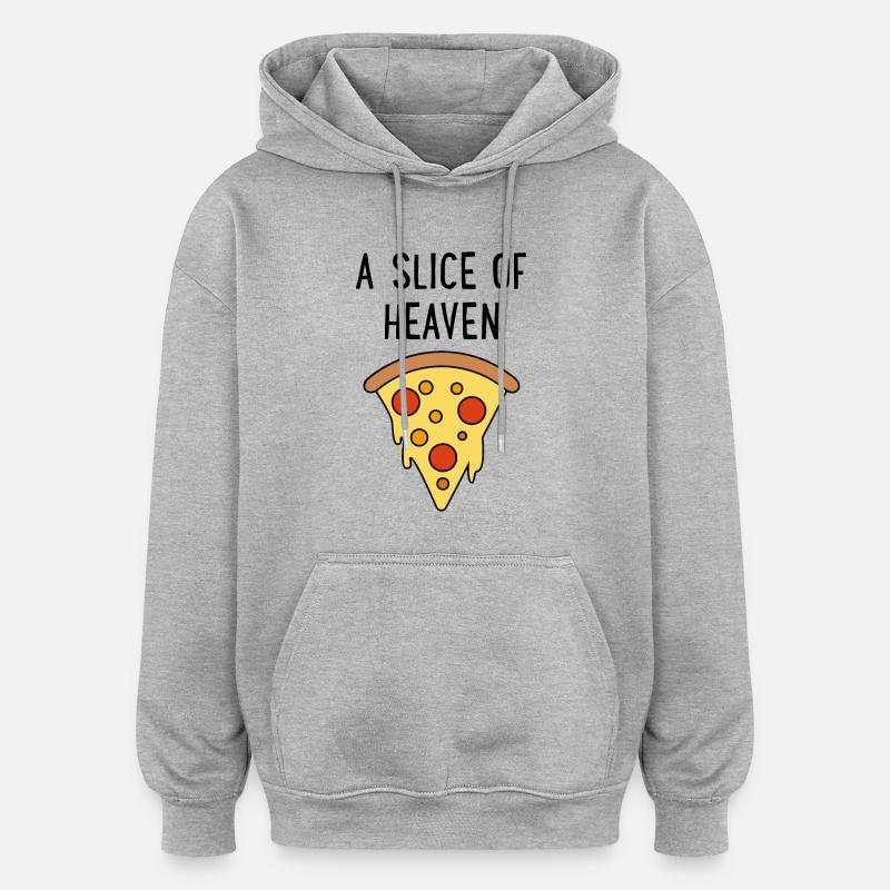 Pizza - Sweat à capuche oversize unisexe - gris chiné