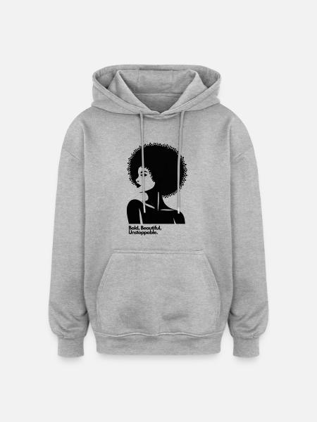 Afro Queen Silhouette - Oversized Unisex Hoodie - heather grey