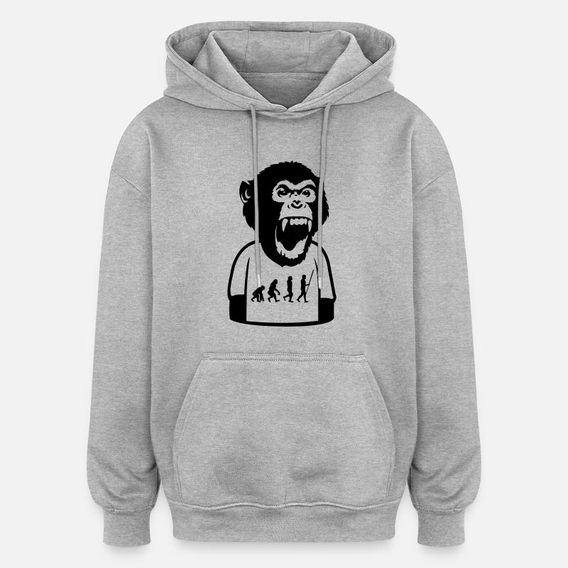 Monkey Evolution - Oversized Unisex Hoodie - heather grey