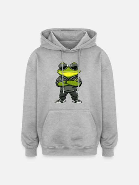 Frog Comic Cool - Oversized Unisex Hoodie - heather grey