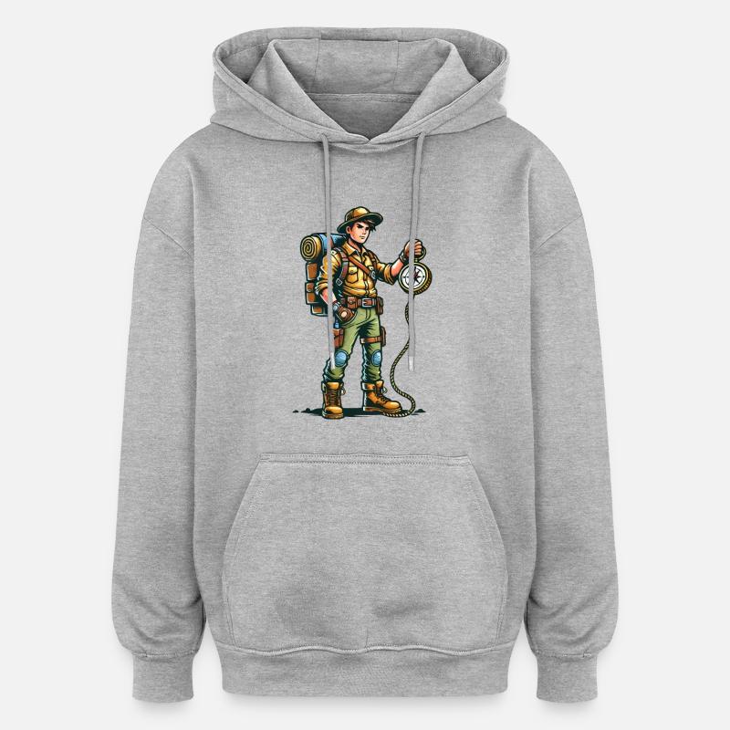 Aventure de scout - Sweat à capuche oversize unisexe - gris chiné