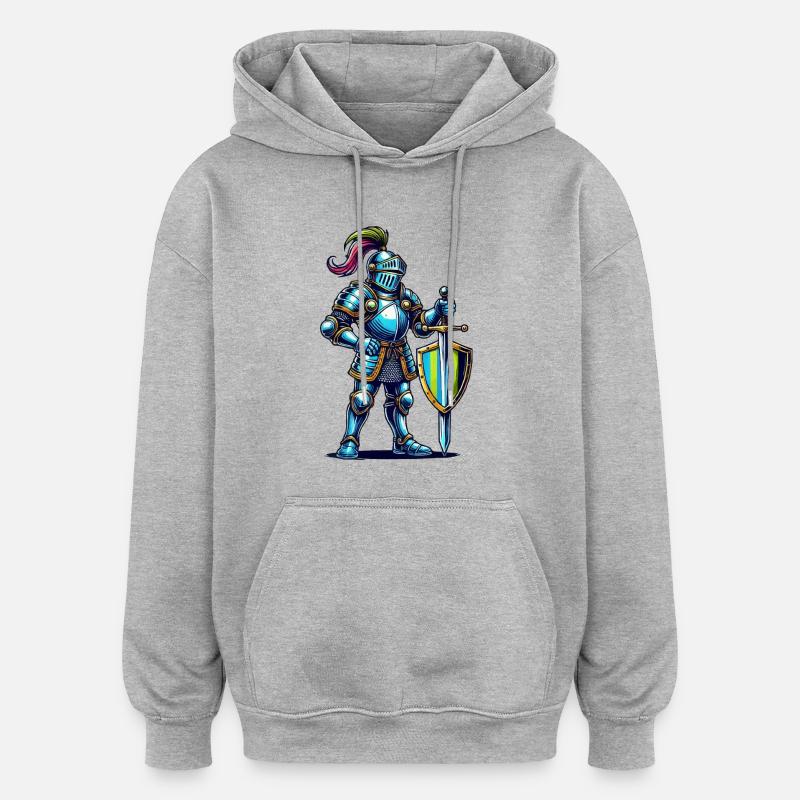 ritter comic - Oversized Unisex Hoodie - Grau meliert