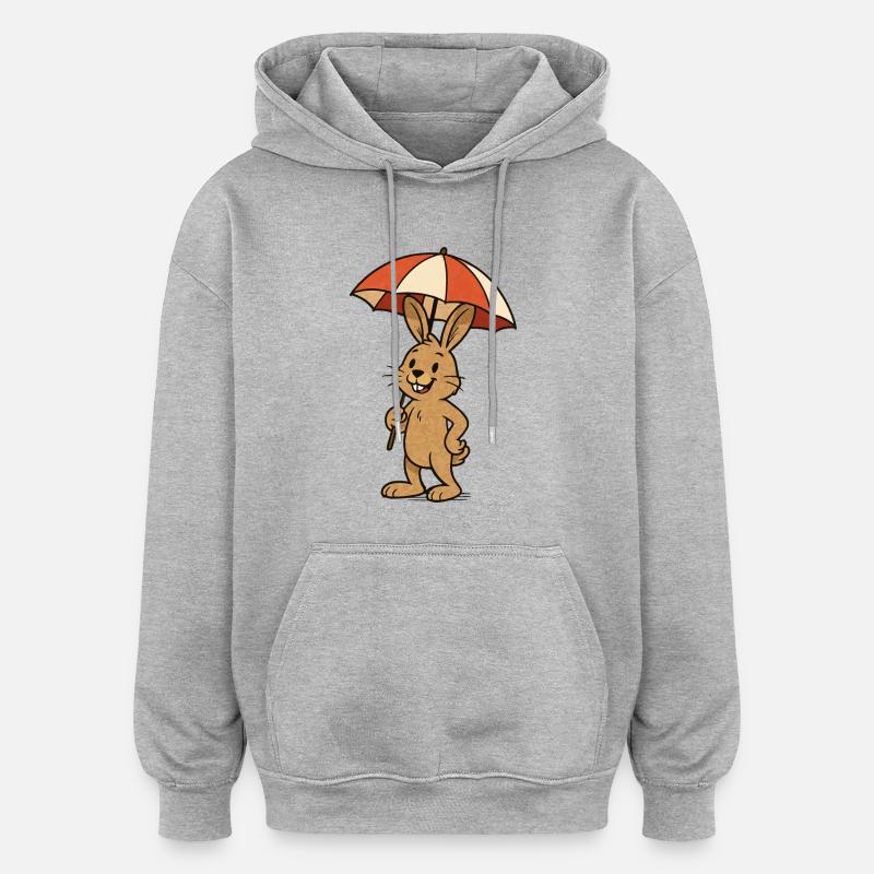 lapin parasol lapin - Sweat à capuche oversize unisexe - gris chiné