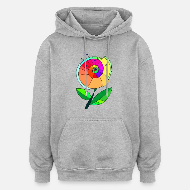 Fleur - Sweat à capuche oversize unisexe - gris chiné