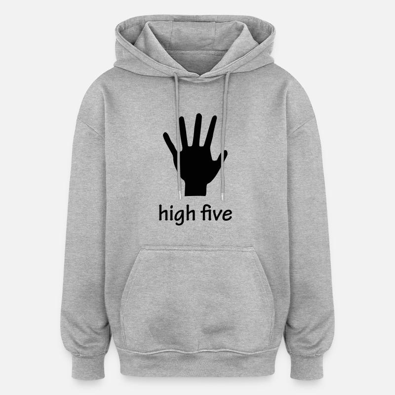 high five - Sweat à capuche oversize unisexe - gris chiné