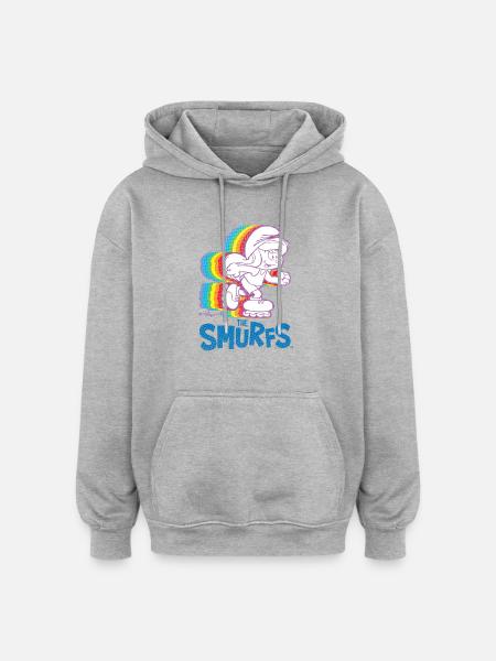 Schtroumpfs Design Avec Schtroumpfette En Patins - Sweat à capuche oversize unisexe - gris chiné