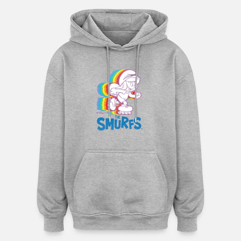 Diseño de Pitufos con Pitufina en patines - Sudadera con capucha oversize unisex - gris jaspeado
