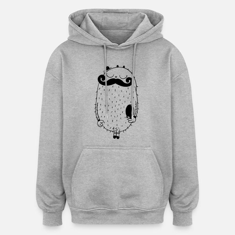 Moustache monstre - Sweat à capuche oversize unisexe - gris chiné