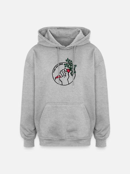 Vegan - Oversized Unisex Hoodie - Grau meliert