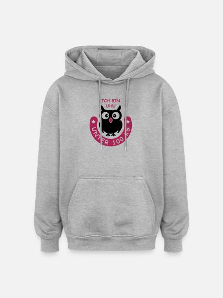 UHU unter hundert Kilo - Oversized Unisex Hoodie - Grau meliert