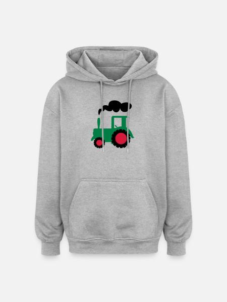tracteur - Sweat à capuche oversize unisexe - gris chiné