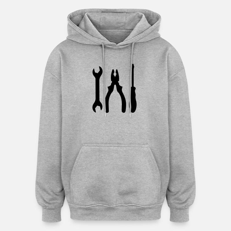 outils - Sweat à capuche oversize unisexe - gris chiné