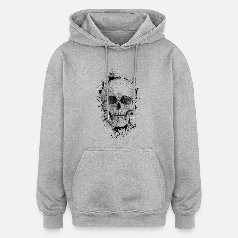 Skull - Oversized Unisex Hoodie - heather grey