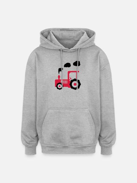 tracteur - Sweat à capuche oversize unisexe - gris chiné
